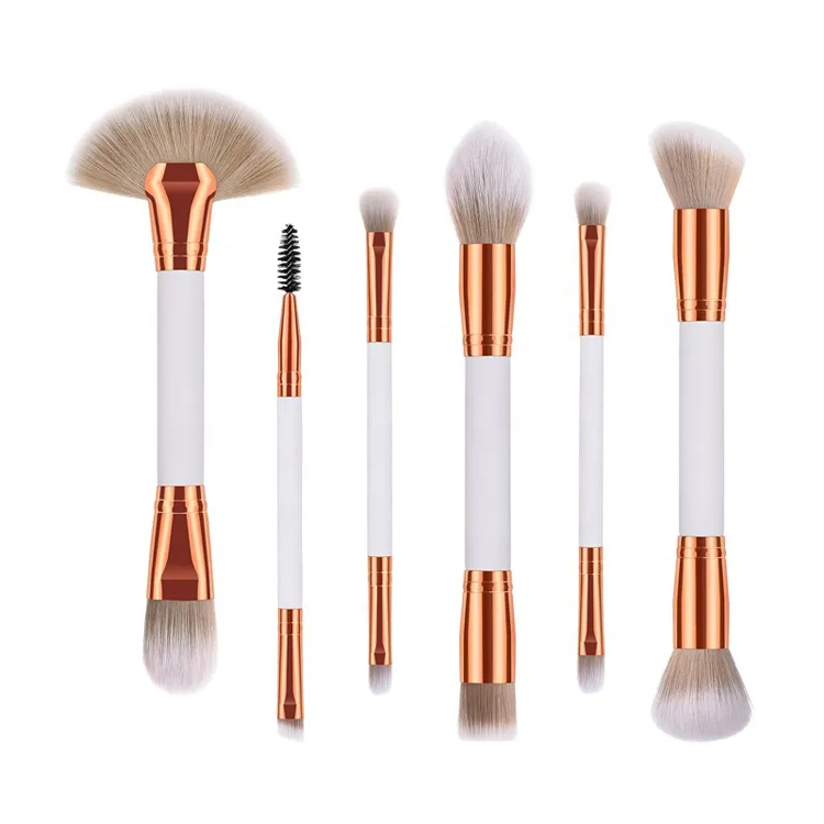 پروفیشنل 6pcs ڈبل سائیڈڈ وائٹ میک اپ برش سیٹ